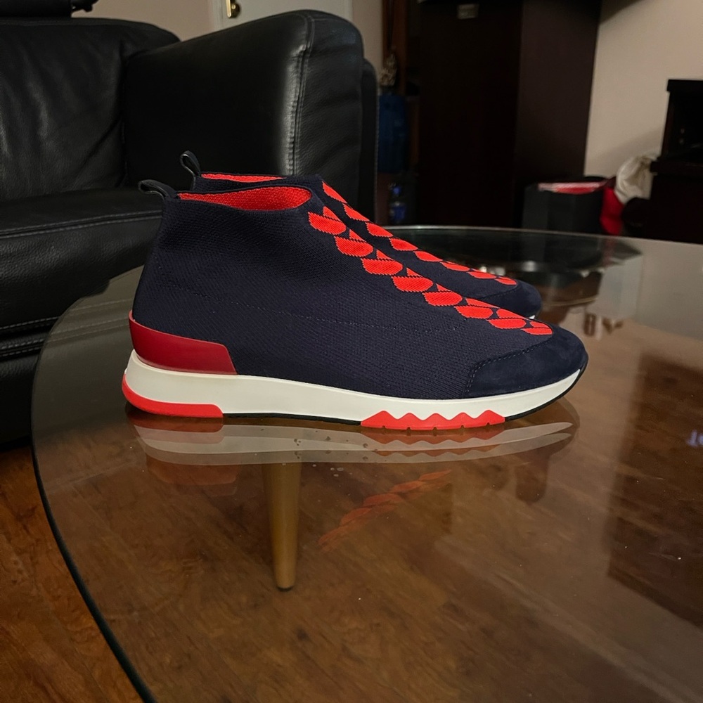 Hermes VOLO Navy and Red Women's Sneakers - Picture 3 of 8